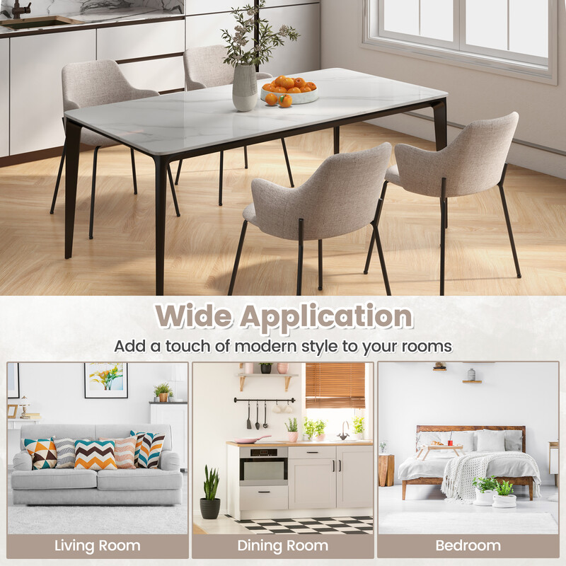 2 ergonomiske spisestole med buet rygstøtte armlæn metalram i beige