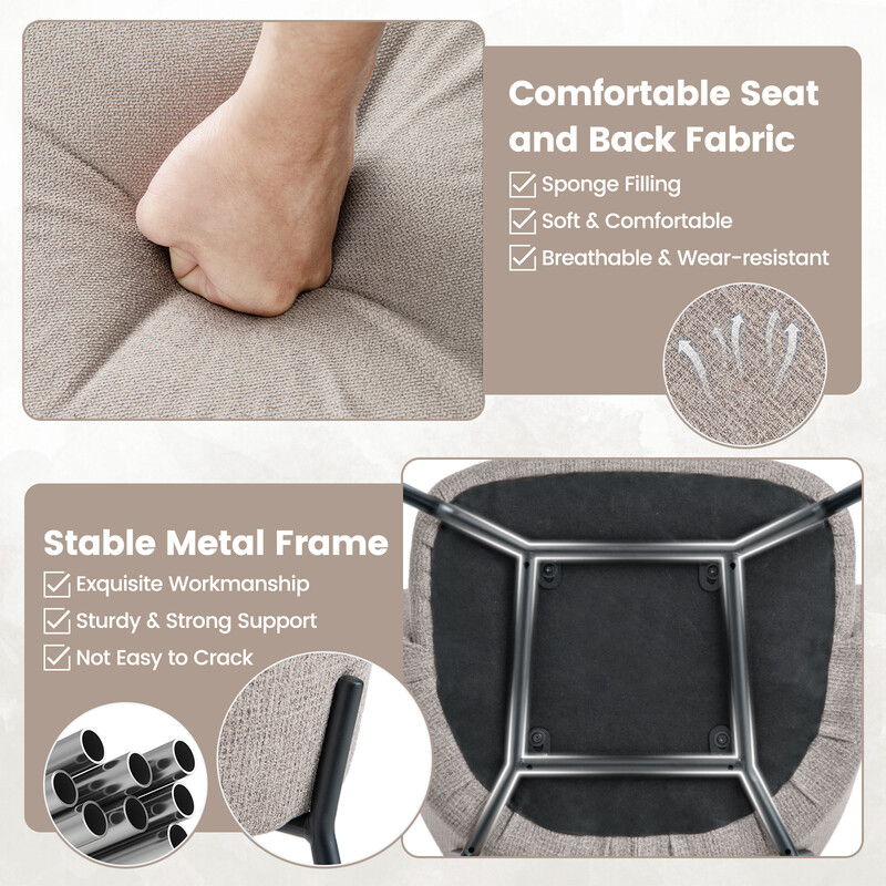 2 ergonomiske spisestole med buet rygstøtte armlæn metalram i beige