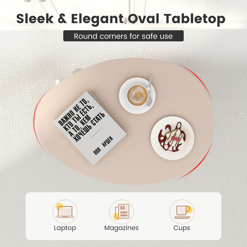 Højdejusterbart laptopbord i MDF og metal rosa 74‑108 cm med fire hjul