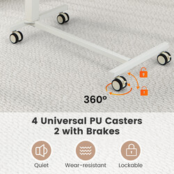Højdejusterbart laptopbord i MDF og metal rosa 74‑108 cm med fire hjul