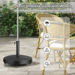 Parasolstativ harpiks 23 kg med fire hjul til 38/48 mm stænger