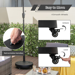 Parasolstativ harpiks 23 kg med fire hjul til 38/48 mm stænger