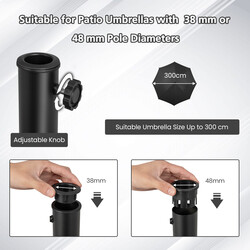 Parasolstativ harpiks 23 kg med fire hjul til 38/48 mm stænger