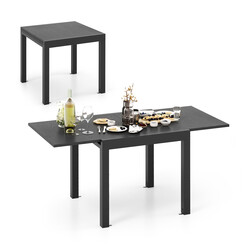 Udtøjbart gråt aluminium spisebord 80-160 cm udendørs til 4-6 personer