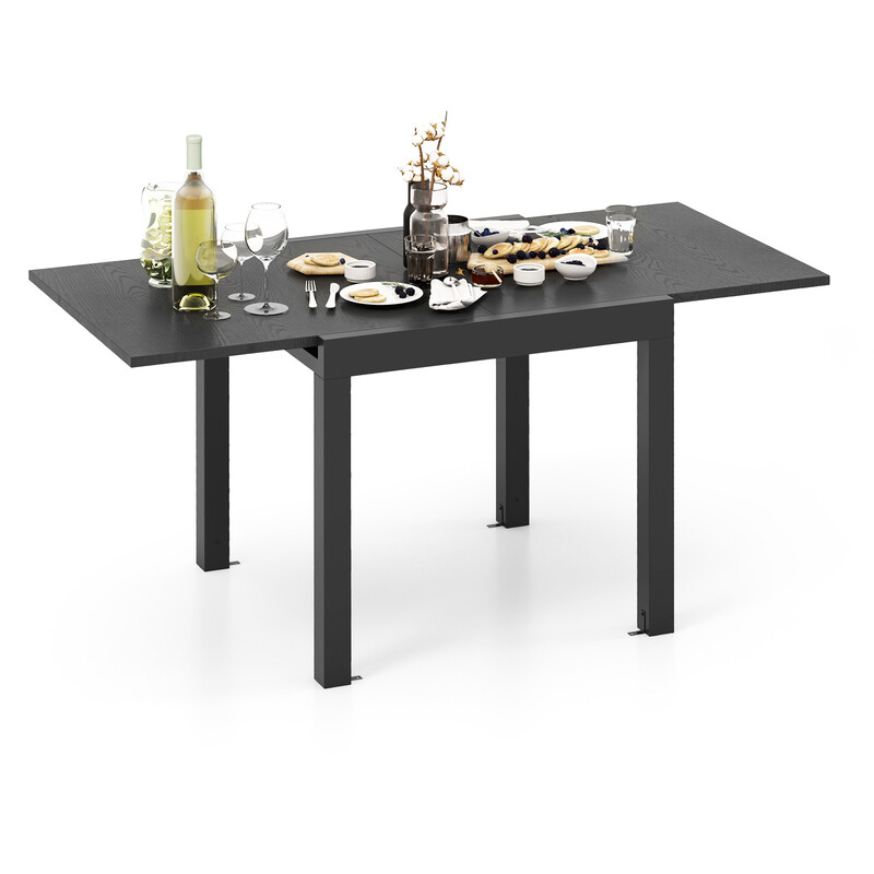 Udtøjbart gråt aluminium spisebord 80-160 cm udendørs til 4-6 personer