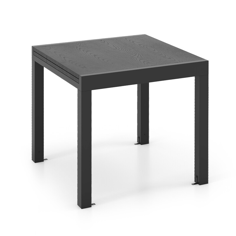 Udtøjbart gråt aluminium spisebord 80-160 cm udendørs til 4-6 personer