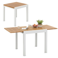 Aluminium spisebord udtrækkeligt 80-160 cm grå vejrbestandigt for 4-6 personer