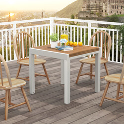 Aluminium spisebord udtrækkeligt 80-160 cm grå vejrbestandigt for 4-6 personer