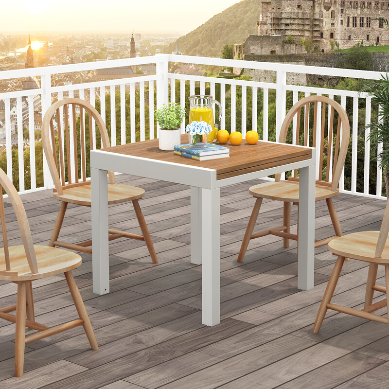 Aluminium spisebord udtrækkeligt 80-160 cm grå vejrbestandigt for 4-6 personer