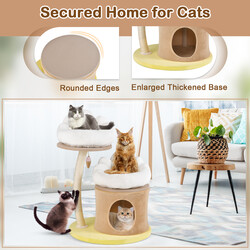 Katte-træ 83 cm gul flervånings med sisal kradsepost kattehul og legetøj