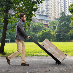 2-i-1 håndvogn og stige sort metal 250 kg kapacitet 3 trin drejelige hjul