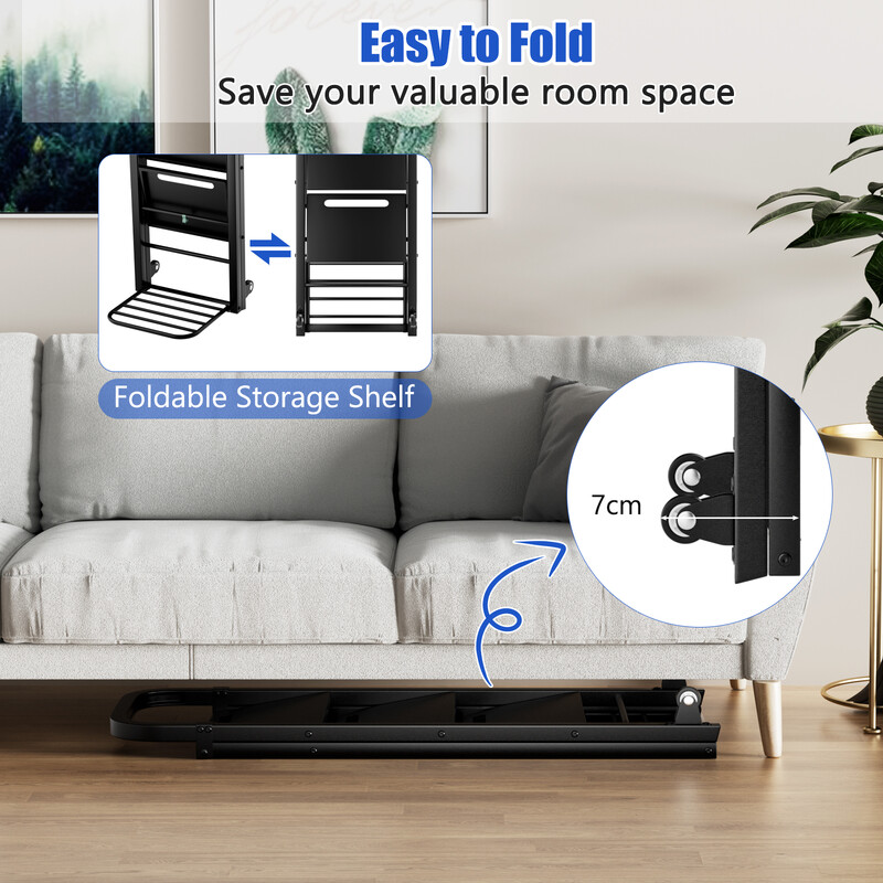 2-i-1 håndvogn og stige sort metal 250 kg kapacitet 3 trin drejelige hjul