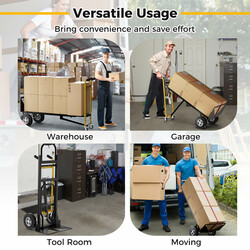 3-i-1 transportvogn med fire gummihjul fastgørelsesline 450 kg kapacitet