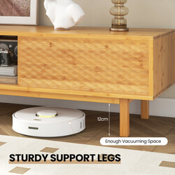 Bambus TV-bord 160 cm med skydedøre til TV op til 70 tommer