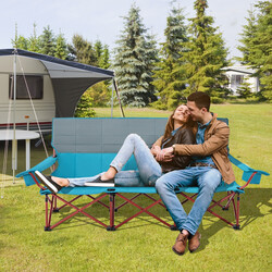 Campingstol til tre personer blå med krusholder 450 kg kapacitet