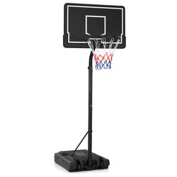 Basketstativ i metal sort justerbar højde 210-260 cm med hjul