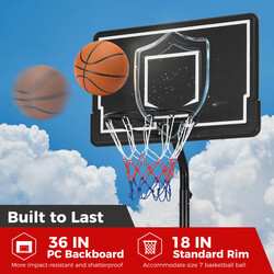 Basketstativ i metal sort justerbar højde 210-260 cm med hjul