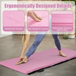 Foldbar træningsmåtte 180x60 cm med håndtag vandtæt blå