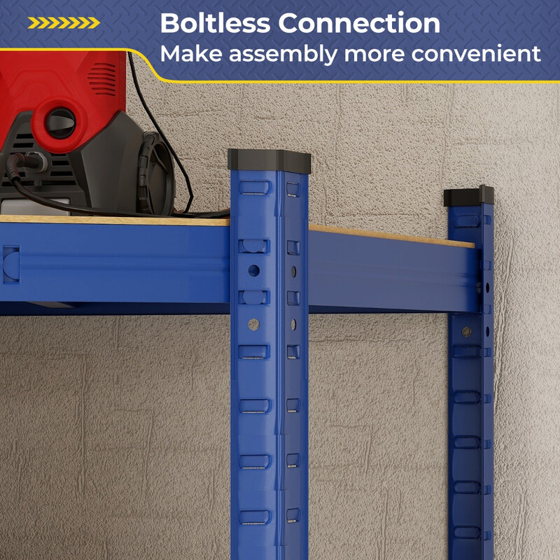 Hjørnehylde 100x80x180 cm blå galvaniseret metal 4 justerbare hylder