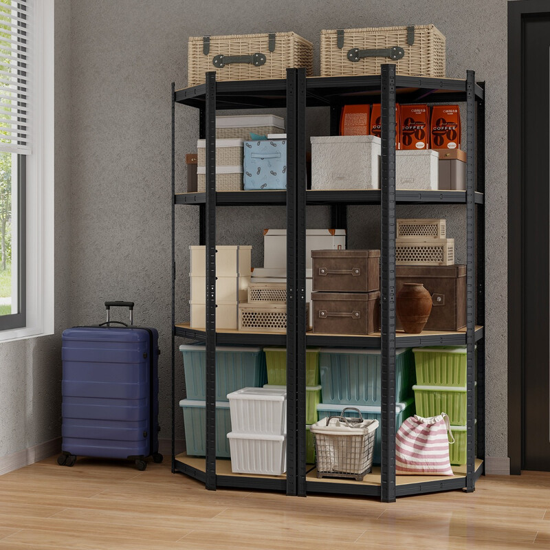 Hjørnehylde 100x80x180 cm 4 justerbare hylder galvaniseret metal blå