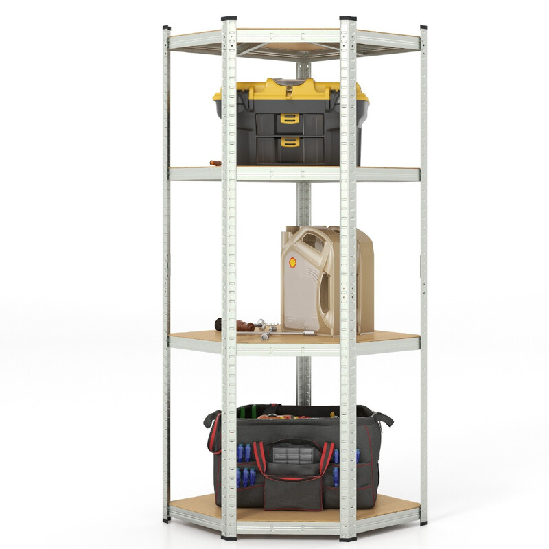 Hjørnehylde 100x80x180 cm 4 justerbare hylder blå galvaniseret