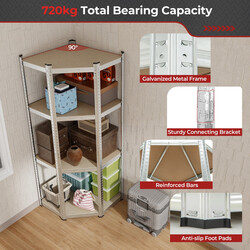 Hjørnehylde 100x80x180 cm 4 justerbare hylder blå galvaniseret