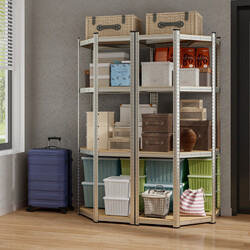 Hjørnehylde 100x80x180 cm 4 justerbare hylder blå galvaniseret