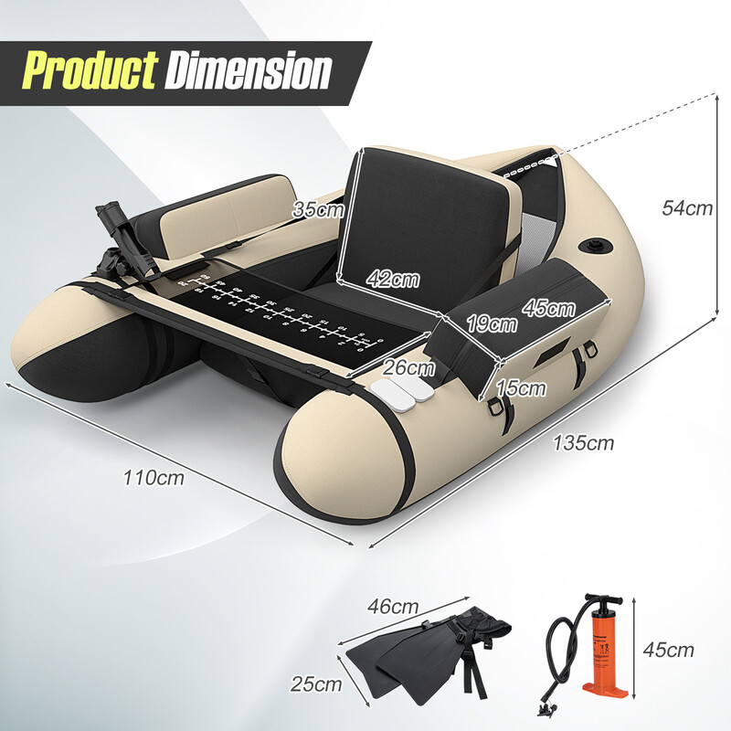 Oppustelig fiskeflåde 150 kg beige 135x109x54 cm PVC polyester