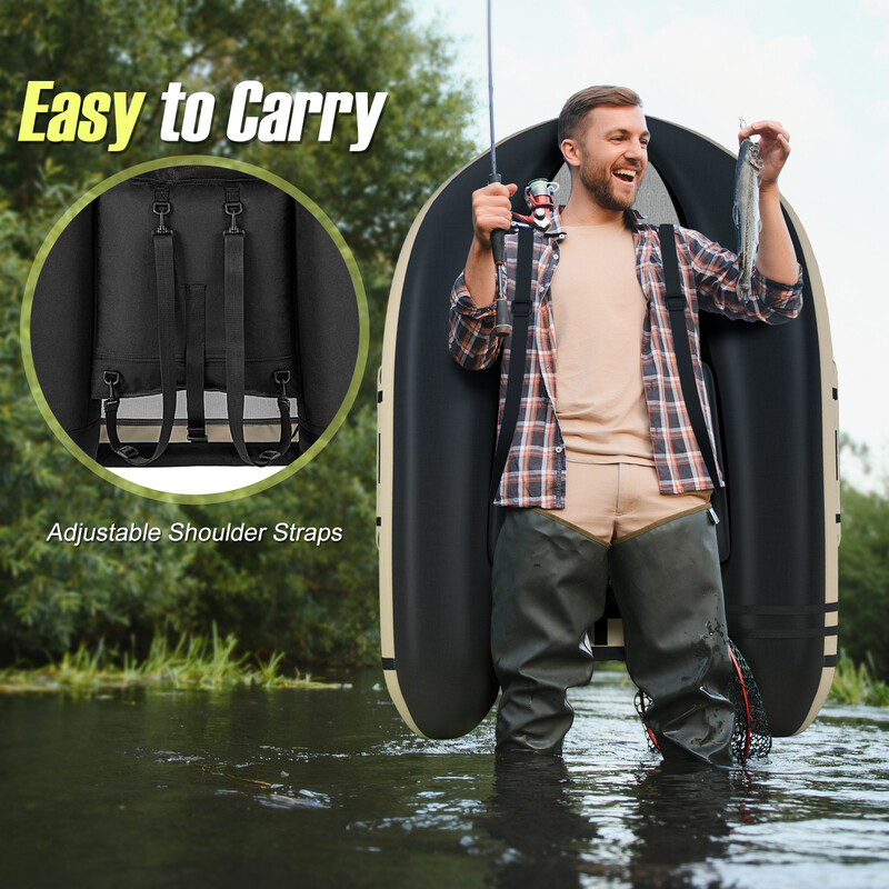 Oppustelig fiskeflåde 150 kg beige 135x109x54 cm PVC polyester