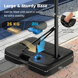 Udendørs basketballkurv justerbar højde 172-200 cm sort stabil base