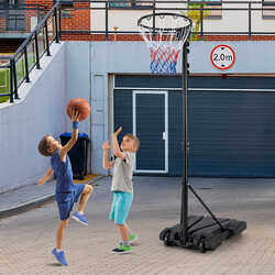 Justerbart basketstativ rustfri metal med stabil base hjul og højde 260-305 cm