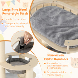 Katteklatretræ i fyr 66x66x150 cm med hængekøje og sisal kradseplader