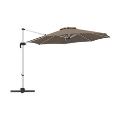 Brun parasol 325 cm med 360° rotation og UPF50+ til udendørs brug