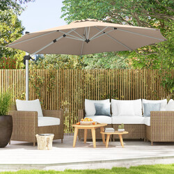 Parasol 325 cm brun polyester UPF50+ 360° rotation udendørs