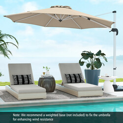 Parasol 325 cm brun polyester UPF50+ 360° rotation udendørs