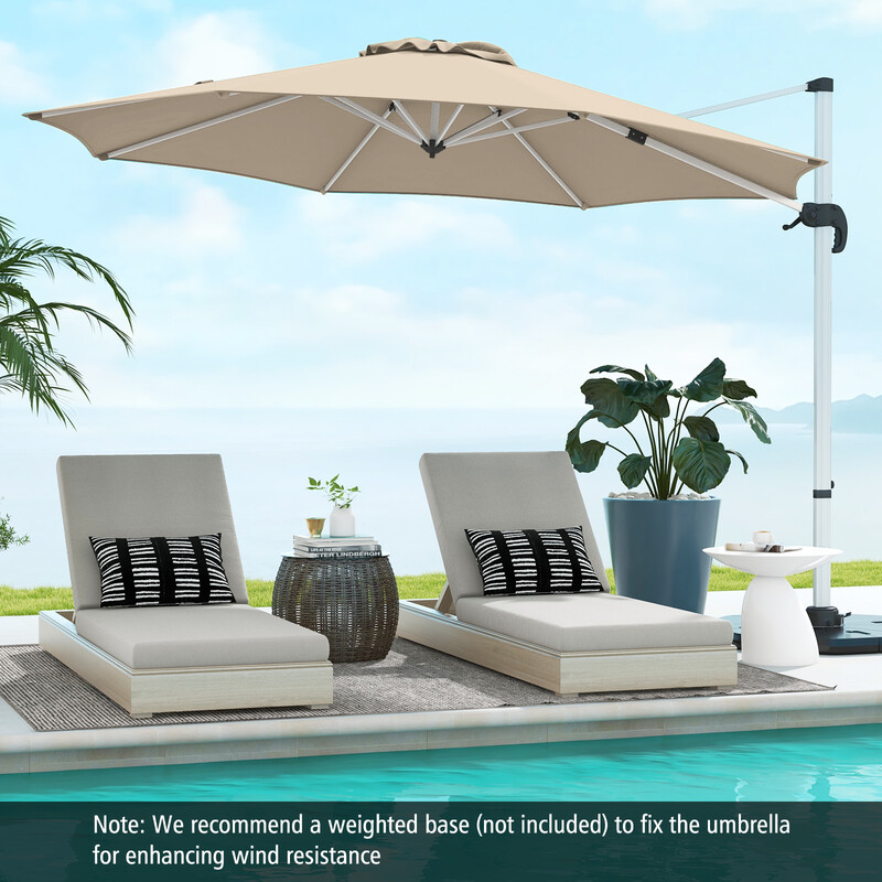 Parasol 325 cm brun polyester UPF50+ 360° rotation udendørs