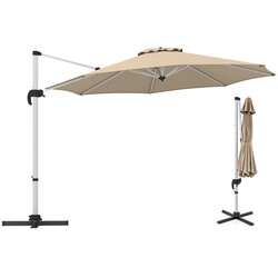 Parasol 325 cm brun polyester UPF50+ 360° rotation udendørs