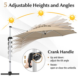 Parasol 325 cm brun polyester UPF50+ 360° rotation udendørs