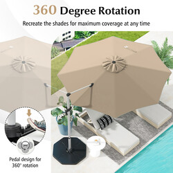 Parasol 325 cm brun polyester UPF50+ 360° rotation udendørs