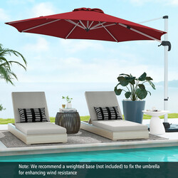 Parasol 325 cm brun polyester UPF50+ 360° rotation til have og terrasse