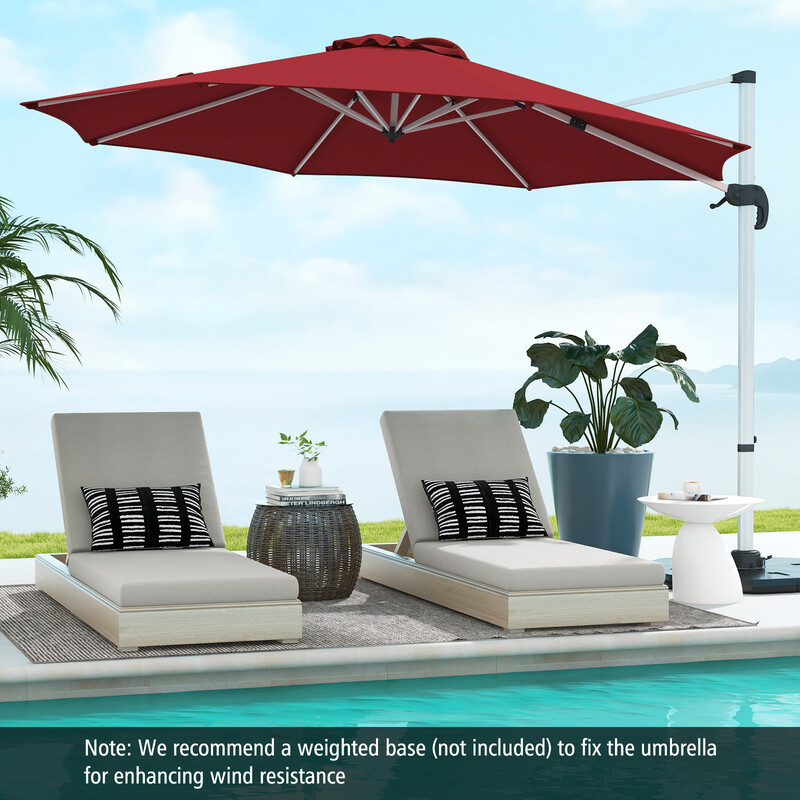 Parasol 325 cm brun polyester UPF50+ 360° rotation til have og terrasse