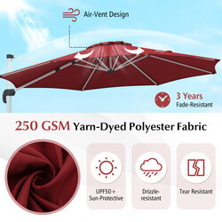 Parasol 325 cm brun polyester UPF50+ 360° rotation til have og terrasse