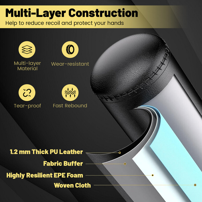 Boksepose 173 cm PU-læder med sugekopper og handsker