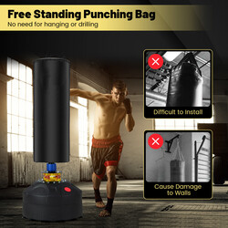 Boksepose 173 cm PU-læder med sugekopper og handsker