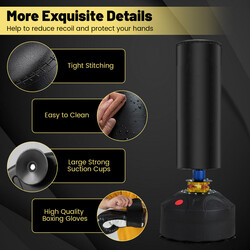 Boksepose 173 cm PU-læder med sugekopper og handsker