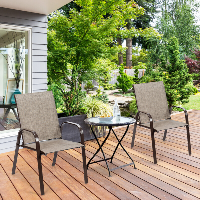 2 stk udendørsstole metal ramme beige 56x72x90 cm komfortable