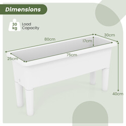 Forhøjet dyrkningskasse PP 29 l hvid med aftagelige ben 2 stk