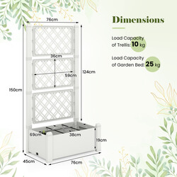 Hvid PP dyrkningskasse 53 l med justerbar espalier og vandtank 9 l