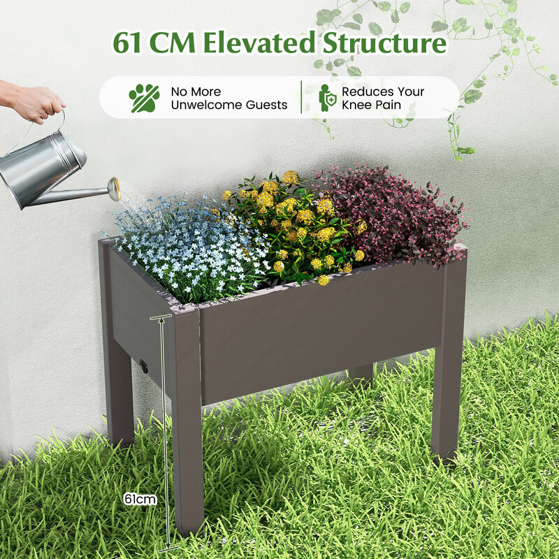 Forhøjet dyrkningsboks i PP 53 l kaffe selvvandende 76x45x61 cm