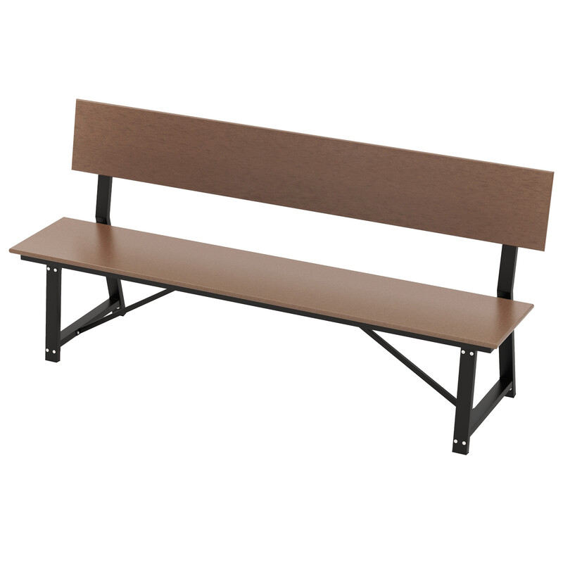 Havebænk HDPE metal brun 183x52x85 cm 500 kg kapacitet